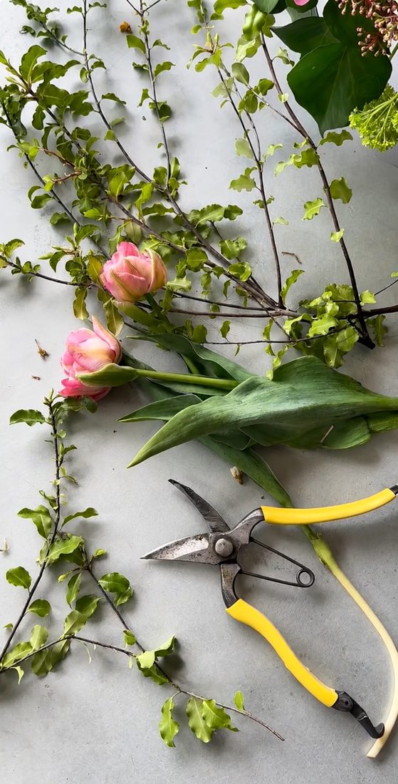 Cours d'art floral, composition d'atelier